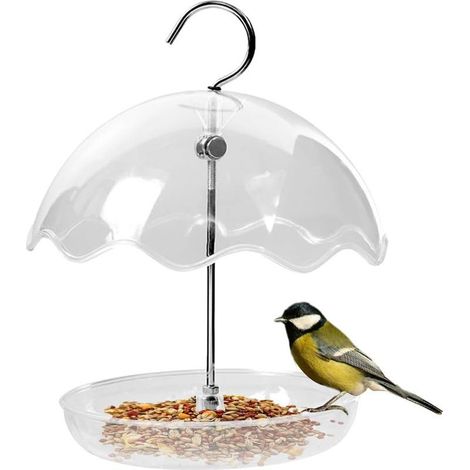 Mangeoire à Oiseaux Transparente Station Décorative À Design Ouvert Réservoir Transparent Décoratif pour Nourrir Les Oiseaux,pour Jardin, Balcon (1/5)