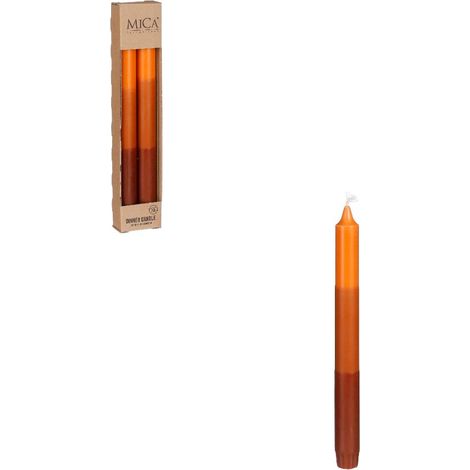 Mica Spitzkerze Dip-dye Stearin orange - 2 Stück Spitzkerze