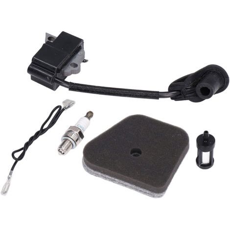Ignition coil module kit with spark plugs and oil filter suitable for Stihl FS90R and FS100R lawnmowers. (1/5)