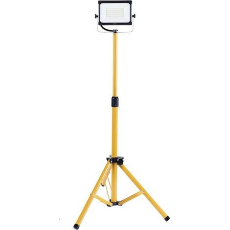 Rexer LED Baustrahler mit Stativ 50W 5500 Lumen IP65, Arbeitsleuchte 4000K neutralweiß, höhenverstellbar 65-120 cm, 230V mit 2.5 m Kabel, für Baustelle Garage Werkstatt Außenbereich