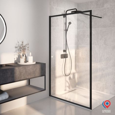 Paroi de douche LOFT STYLE BLACK 6 MM - H.198 x L.100 cm - Fabrication française - AURYS NORMANDIE (1/4)