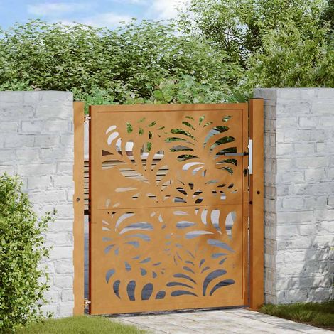 Gartentor 105 x 105 cm Verwitterungsstahl Wellendesign vidaXL