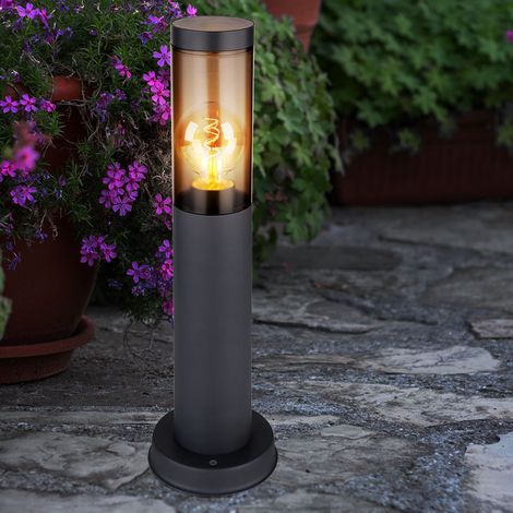 Globo – Potelet d'extérieur anthracite IP44 – Acier inoxydable et plastique – Douille E27 – Hauteur 45 cm – Pour éclairage de balcon et jardin (1/5)