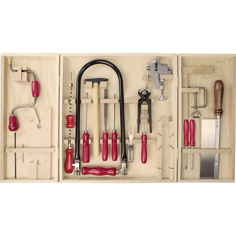 Armoire à chantourner écologique, 26 pièces, kit complet dans une armoire en bois sans plastique, outils en acier, scie à chantourner, bricolage avec bois, (1/5)