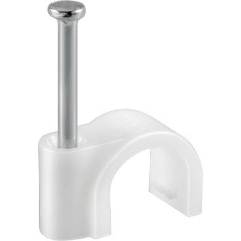 cf 20 pz fissacavi in nylon completi di chiodo chiodino per cavi da 9/10 mm (1/2)