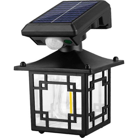 Solar Wall Lanterns Outdoor Waterproof 200LM Motion Sensor Wall Light-Black-