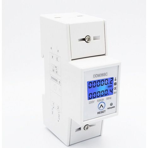 (5-80A)Compteur Electrique Consommation,Wattmetre Rétroéclairage LCD Numérique Compteur D'énergie Monophasé Wattmètre Montage Sur Rail Moniteurs De Puissance (1/4)