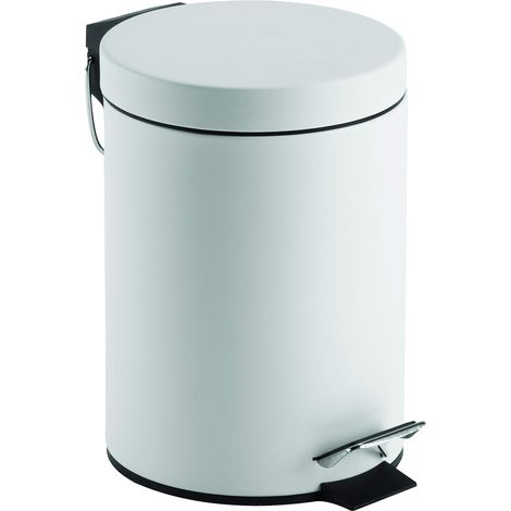 POUBELLE RONDE À PÉDALE 3 L BLANCHE (1/2)