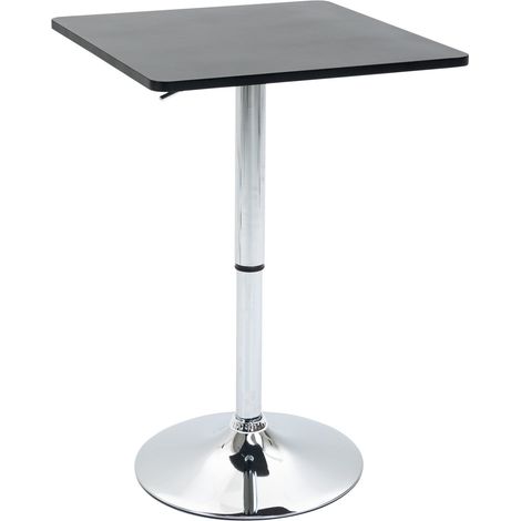 Mesa de bar, mesa de bar de altura regulable con tablero giratorio, mesa de cocina antideslizante para salón, comedor, negro, 60 x 60 x 69-93 cm