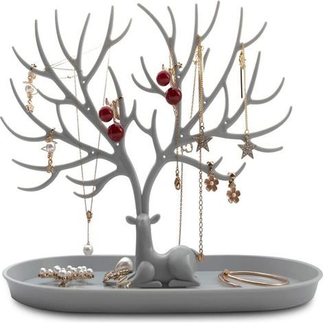 Présentoir à Bijoux en Bois de Cerf Naturel Arbre Décoratif pour Colliers et Bracelets Design Élégant et Écologique Idéal Cadeau (1/4)