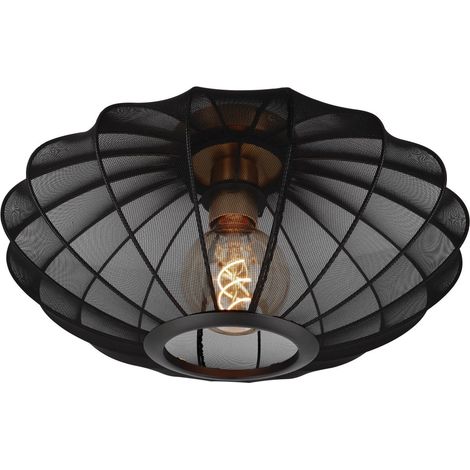 Plafoniera ovale in tessuto nera oro E27 40W Lucide (1/5)