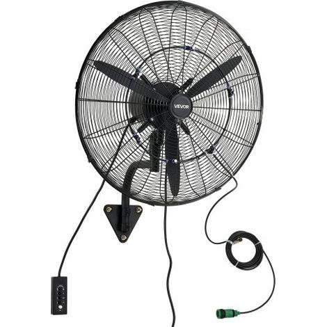 Ventilador de Pared con 3 Velocidades, Nebulización, Motor de Cobre, IP44, Ángulo Ajustable, Ventilador Industrial Oscilante de Acero al Carbono para Exterior, Taller, Invernadero, Ganadería (1/5)