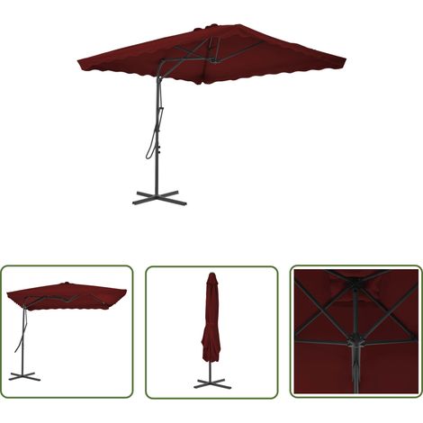Parasol de Jardin/Parasol d'extérieur avec mât en acier Bordeaux 250x250x230 cm 83525 (1/5)