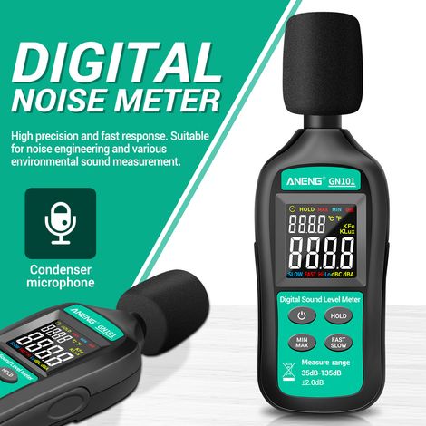 ANENG Digital Noise Meter 35db-135db Decibel Meter LCD Display Sound Level Meter High-precision Sound Decibel Monitor Professional Noise Tester Household Noise Measuring Instrument with Condenser Micr