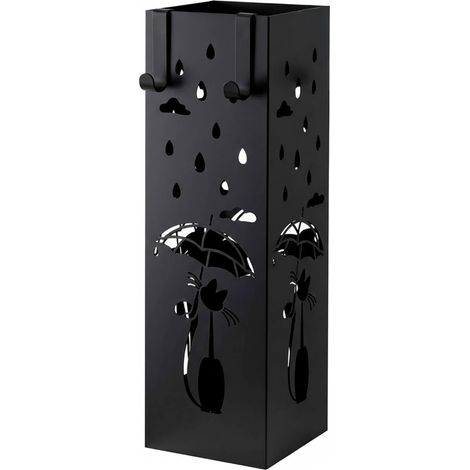 Arreditaly Portaombrelli In Metallo Con Decorazione Gatto Vaschetta Scolapioggia Removibile E 2 Ganci Laterali Base Antiscivolo Stand Quadrato Design Per Ingresso Casa E Ufficio 49 x 15.5 x 15.5 Cm - (1/5)