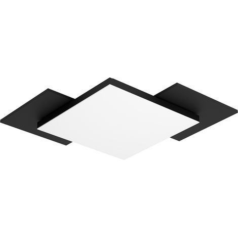 Plafoniera LED in legno Luce per soggiorno in legno Pannelli di plafoniera intercambiabili, acciaio plastica, 12W 1150lm bianco caldo, LxLxH 43x43x6 cm (1/2)