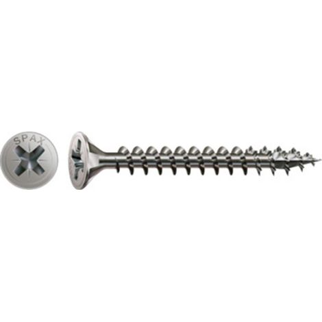Spax Vis bois 4CUT Tête fraisée TF Pozi 2 Inox A2 5X100 Filetée sur 61-10 pièces