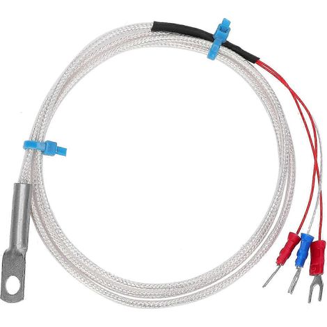 Sonde de température PT100 thermistance mesure précise, capteur à pastille trou rond, câble 2 mètres, pour industrie et laboratoire, remplacement fiable. (1/5)