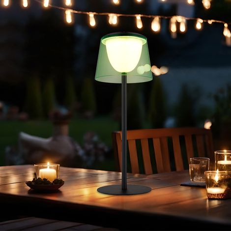 Lampada da tavolo a LED per esterni ricaricabile lampada da tavolo per interni esterni nera lampada da giardino touch dimmer USB, verde, metallo, 1,8W 150lm bianco caldo, DxH 13x34 cm (1/5)