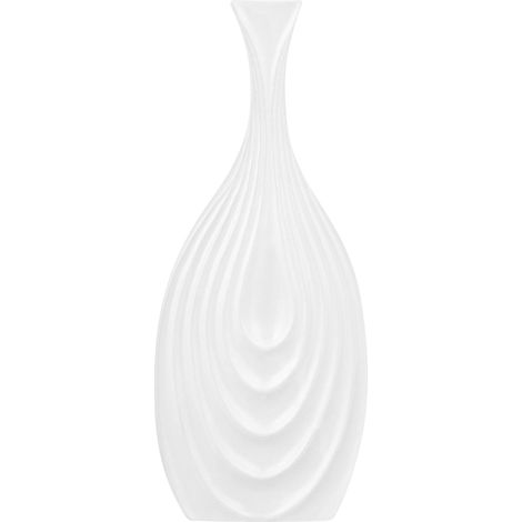 Beliani – Vase décoratif en céramique blanche 39 cm – Forme de cruche moderne – Design élégant pour décoration intérieure (1/5)