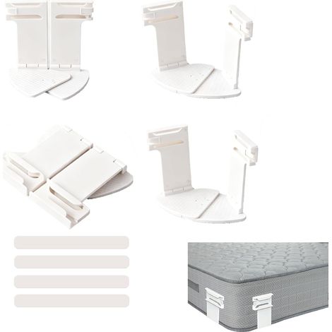 4 Pièces Maintien Drap Housse Coin Blancs, Systeme Attache Drap Housse en ABS de Qualité Supérieure, Supports de Draps avec Bandes D'arrêt (1/5)