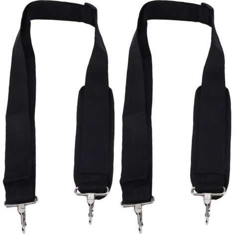 Set of 2 lawn mower harnesses with adjustable nylon strap for leaf blowers.