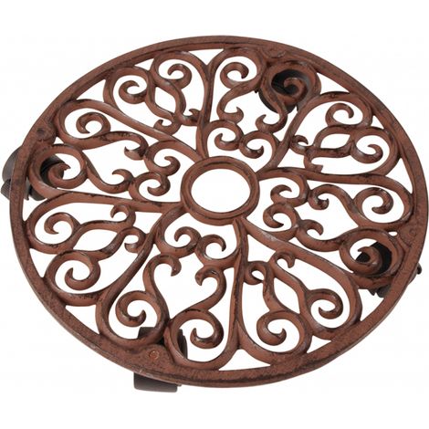 Porte-pots rond en fonte - D 34,5 cm x H 6,4 cm - Livraison gratuite