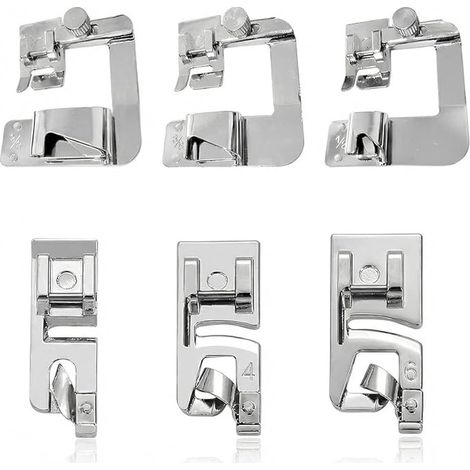 Stainless Steel Sewing Machine Presser Feet - Narrow Rolled Hem Feet, Wide Rolled Hem Presser Feet for Compatible (1/5)