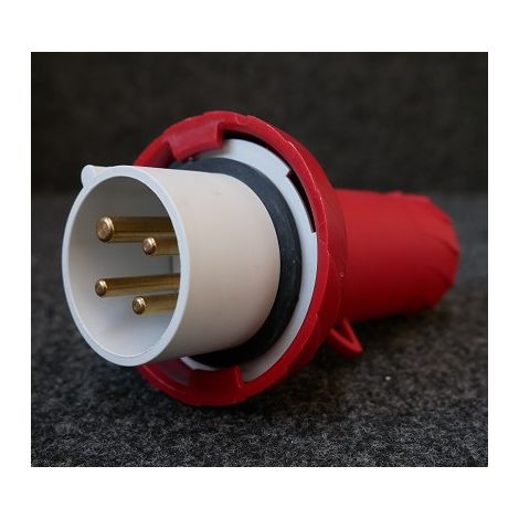 Fiche prise mobile 3P+T 16A mâle 380-415V rouge droite 6H étanche IP67 PRATIKA (1/5)