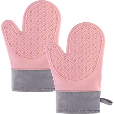 1 Paire Gants, Silicone, Coton, Résistant chaleur, Imperméable, Poignée antidérapante, Cuisine Barbecue Four (1/5)