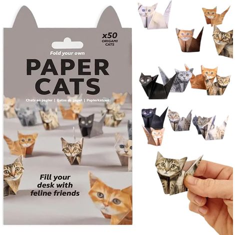 Chats en origami 3D : 50 feuilles de papier pour enfants et adultes, projet créatif et ludique, décoration de bureau et cadeau pour les amoureux des chats (motif chat) (1/5)