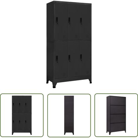 Armoire à casiers, Vestiaire Métallique, Meuble de rangement Anthracite 90x45x180 cm Acier HYB14444 (1/5)