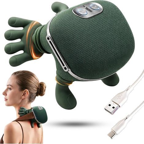 Appareil de Massage Cervical 4D avec Chaleur, Sans Fil, Masseur Cou Épaules Dos, Soulagement Immédiat des Douleurs et Tensions, Relaxation Profonde Anti-Stress, Idéal Bureau Maison Cadeau (1/5)