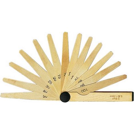 Indicador de Espesor : de precisión, anti-magnético, rango de medida : 0,05-1,00 mm (augmentant de 0,05 mm), número de hojas 20, Largo de la hoja 100 mm