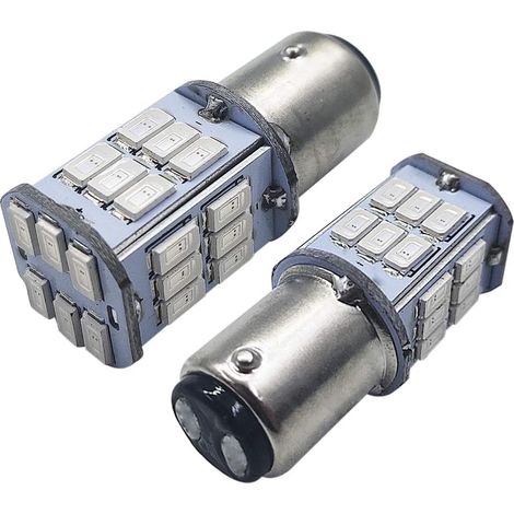 Lot de 2 ampoules LED rouges BA15D 1142 1078 DC 6 V super lumineuses 5630 30SMD pour feux de recul, feux stop, feux arrière, clignotants.