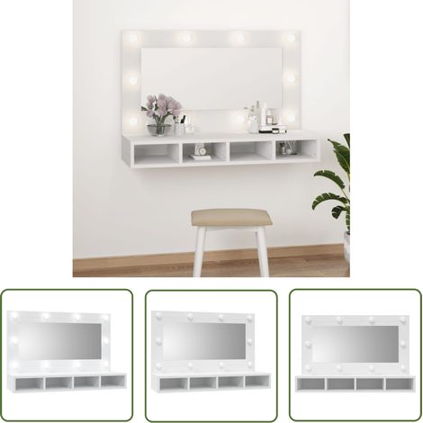 The Living Store Armoire à miroir avec LED blanc 90x31,5x62 cm - Armoire À Miroir - Meuble De Salle De Bain - Miroir LED - Éclairage LED - Rangement Cosmétique (1/5)