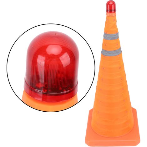 Cône de signalisation pliable 70 x 30 x 30 cm avec double collerette réfléchissante et feu de signalisation pour la route (1/5)