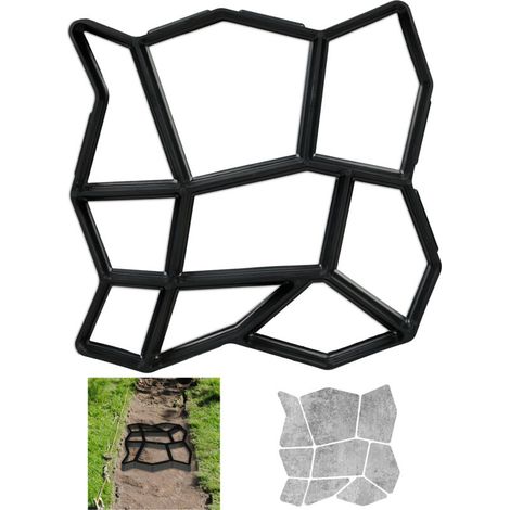 Lot de 4 moules en béton pour fabrication de plaques de pas – Forme pierre naturelle – Aménagement personnalisé du jardin – Réutilisable