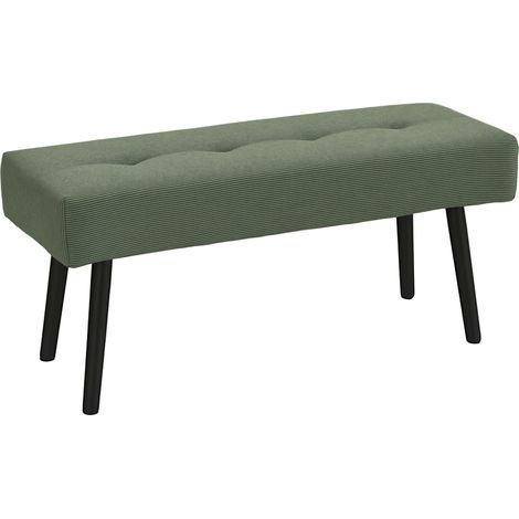 Banc capitonné en velours côtelé, banc de lit avec pieds en métal, banc à chaussures 100 x 36 x 45 cm Vert