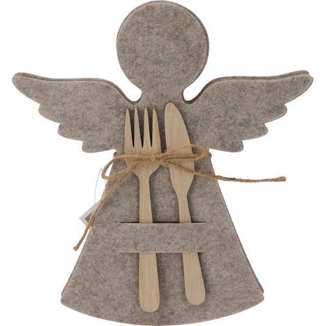 Bestecktasche aus Filz in Engelform, 22 x 20 cm