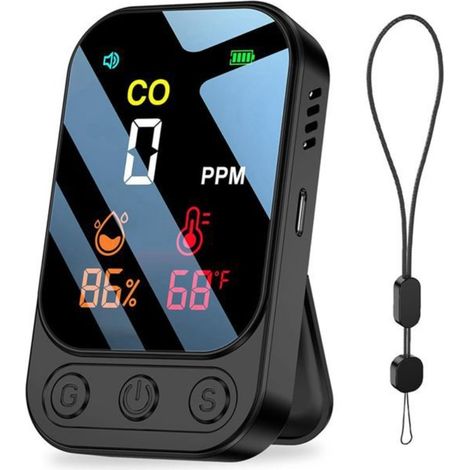 Mini-alarme portable de monoxyde de carbone avec détection de température et d'humidité et affichage LED, adaptée à diverses situations
