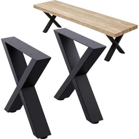 DanDiBo 2x Bankgestell Metall Schwarz 43 x 40 cm Bank Füße Bankbeine 96666 Bankkufen Couchtisch Tisch Beine Tischgestell