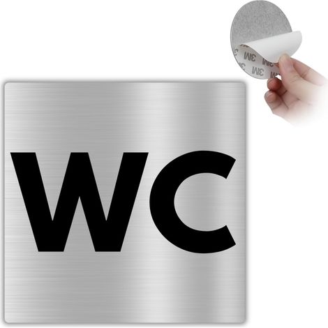 Panneau WC autocollant – 10 x 10 cm – 0,8 mm d'épaisseur – Aluminium – Plaque de WC – Plaque de porte WC – Plaque adhésive pour salle de bain (plaque WC) (1/5)
