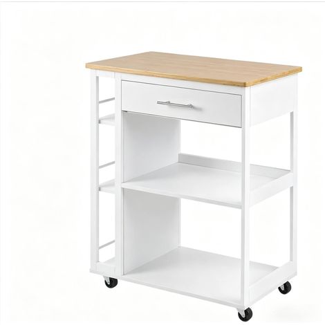 Carrello da cucina con ruote in MDF bianco effetto legno 73 x 38 x 88 cm (1/5)