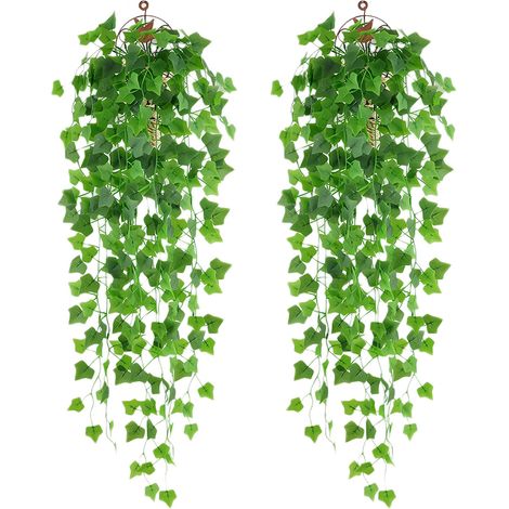 Lierre Artificiel 2Pcs Plantes Suspendues Artificielles Faux Feuille Verte (1/5)