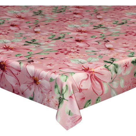 Tognana Pink Flowers, tovaglia antimacchia rettangolare cm 150 x300