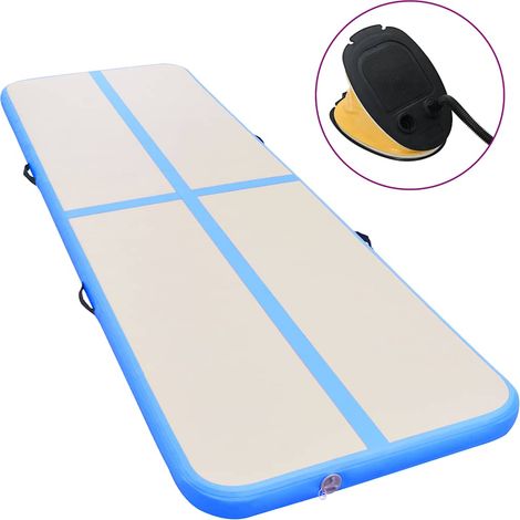 Aufblasbare Gymnastikmatte mit Pumpe 600x100x10 cm PVC Blau