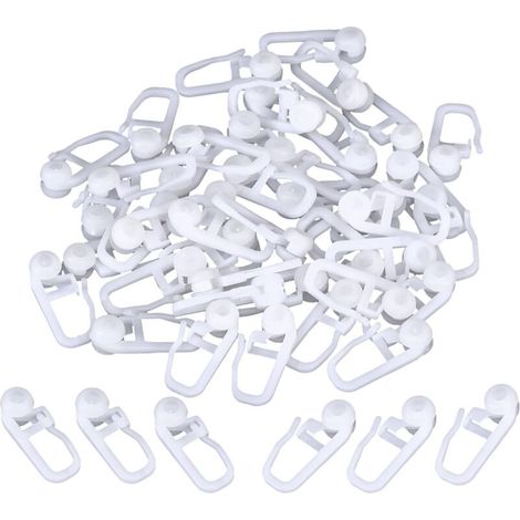 Rollladenclips, weiße Kunststoff-Vorhanghaken für Schienenvorhänge, 50er-Pack (Clips)
