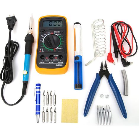 Kit d'outils de soudage électrique à température réglable 16 pièces avec fer à souder et multimètre-AquaForge (1/5)
