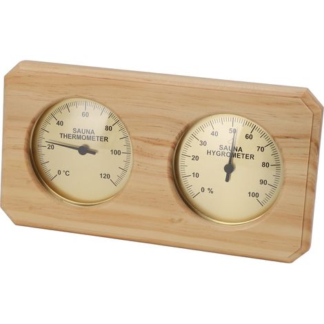 Thermomètre-hygromètre en bois pour sauna 2 en 1, mesure de l'humidité et de la température, thermomètre intérieur, indicateur d'humidité pour sauna d'hôtel. (1/5)